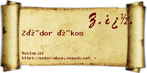 Zádor Ákos névjegykártya